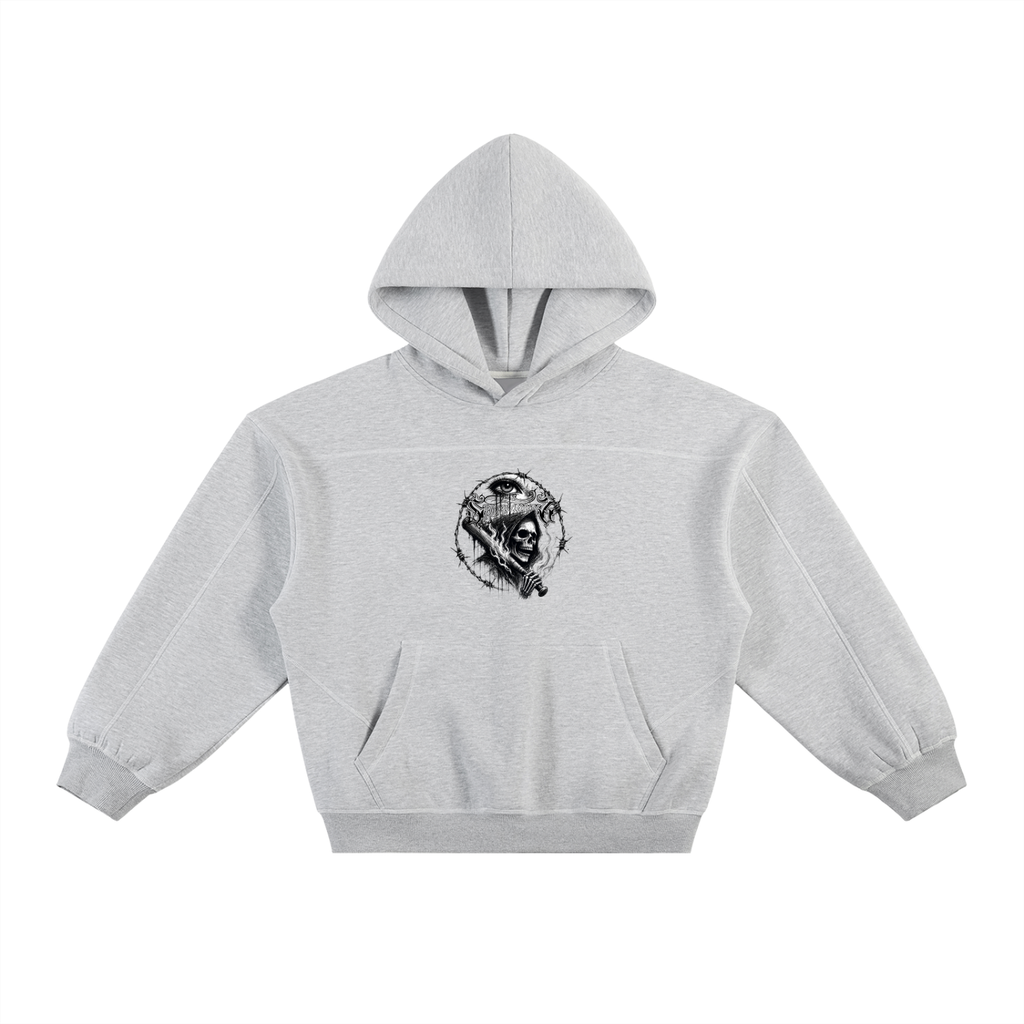 Spwntaneouz “ Play Ball” Contrast-Stitched Boxy Fleece Hoodie