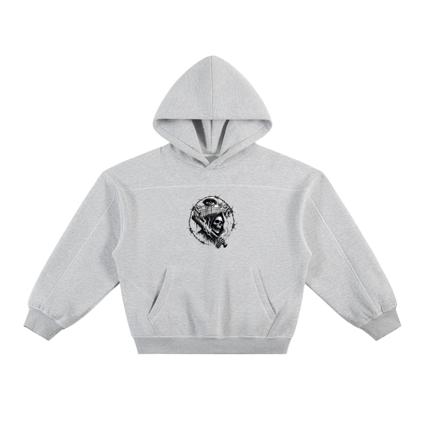 Spwntaneouz “ Play Ball” Contrast-Stitched Boxy Fleece Hoodie