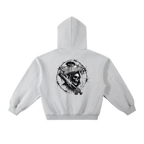 Spwntaneouz “ Play Ball” Contrast-Stitched Boxy Fleece Hoodie