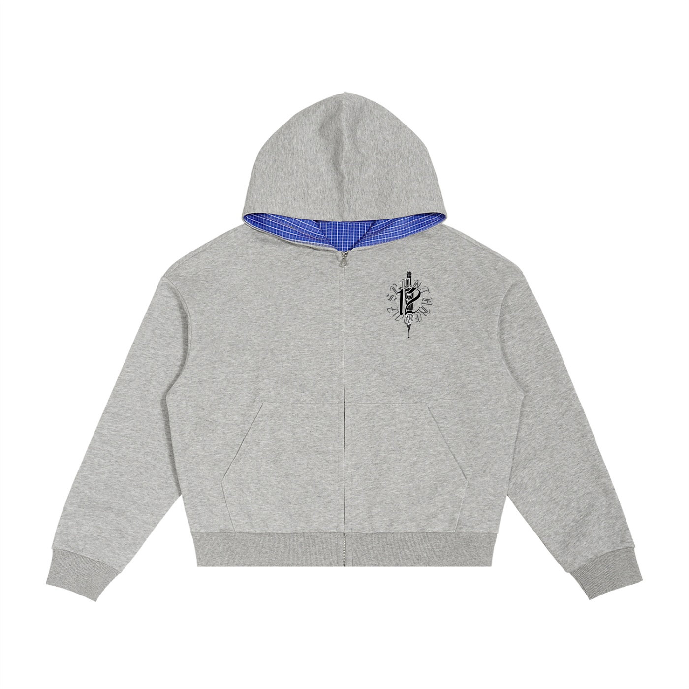 Spwntaneouz “ Knife Diggin 12” Contrast Plaid  Zip Hoodie